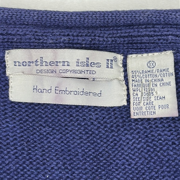 Northern Isles II Women’s Hand Embroidered Patriotic Patchwork Sweater Vest 3X - Picture 7 of 9